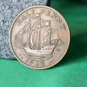 1942 GREAT 🇬🇧 BRITAIN HALF PENNY WORLD COIN GEORGE VI KM844 FINE-VF